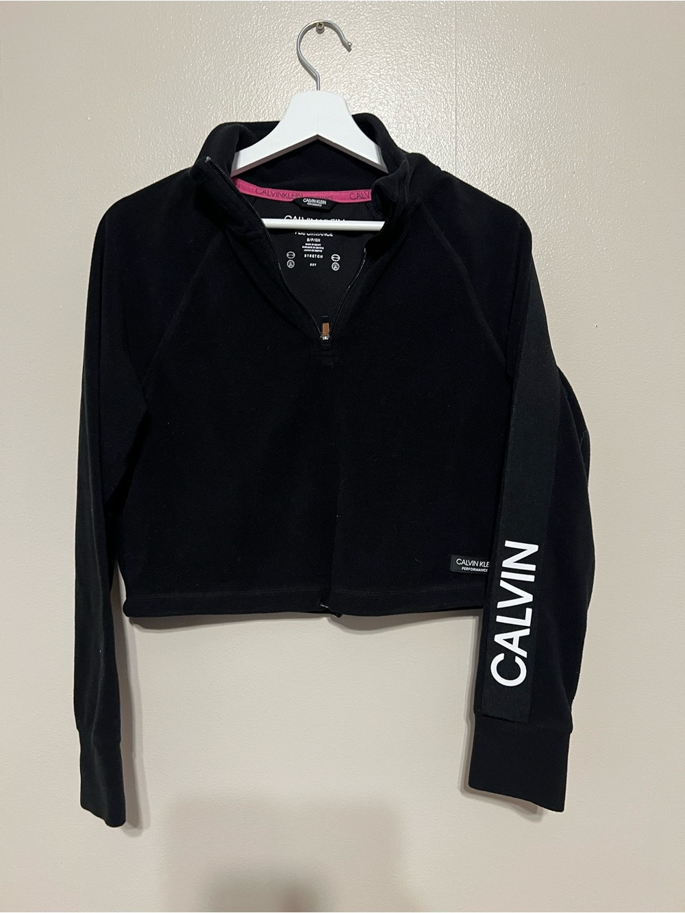 Calvin Klein Girls' Black Half-Zip Fleece Jacket